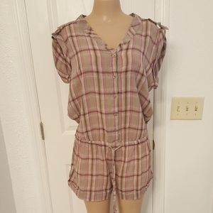 BRAND NEW MUDD PURPLE/TAN SHORT SLEEVE BLOUSE SIZE XL/S